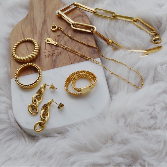 LAST2 Gold Plated Snake Herringbone Soft Chain Wrap Ring - Picture 12 of 13